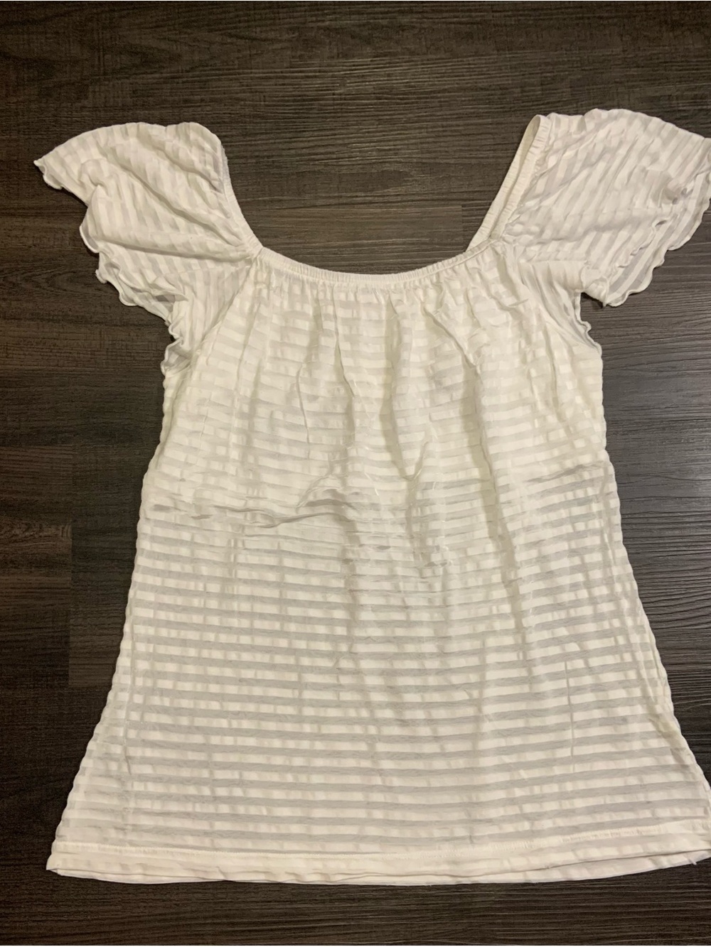 H&M White Off-Shoulder Textured Stripe Tunic
